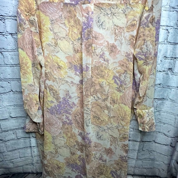 Zara Printed Long Sleeve Shirt Button Down Tunic Dress Sheer Floral Small - Picture 8 of 9